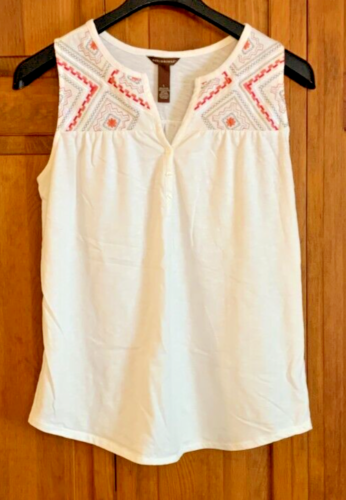Women's Bit & Bridle White Sleeveless V-Neck Blouse Tag Size L - Picture 1 of 3