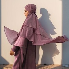 Glitter Large Overhead Khimar Headscarf for Women Muslim Prayer Scarf Wrap Shawl