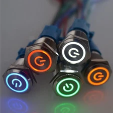 16mm 12V LED ON OFF Push Button Power Switch Latching with Wire Socket Harness