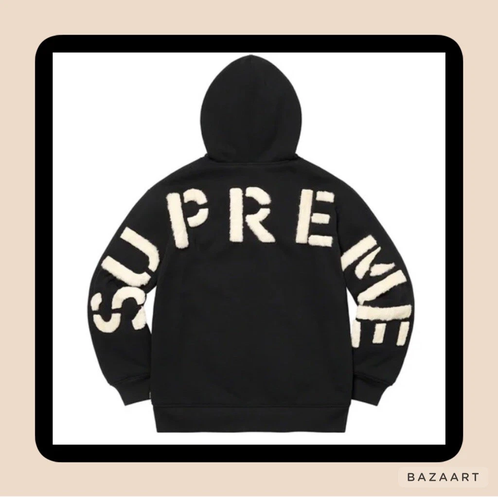 Supreme Faux Fur Lined Zip Up Hooded Sweatshirt Black - Size 2XL ✅✅✅