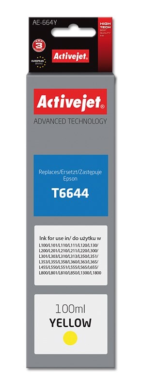 5901443110682 Тонировочный патрон Activejet AE-664Y (аналог Epson T6644; Höchste;