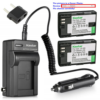 Kastar Battery Travel Charger for Canon LP-E6 LP-E6N LC-E6 Canon EOS 90D Camera