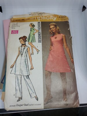 VINTAGE SIMPLICITY PATTERN 8775 - DRESS, TOP, PANTS SIZE 12 BUST