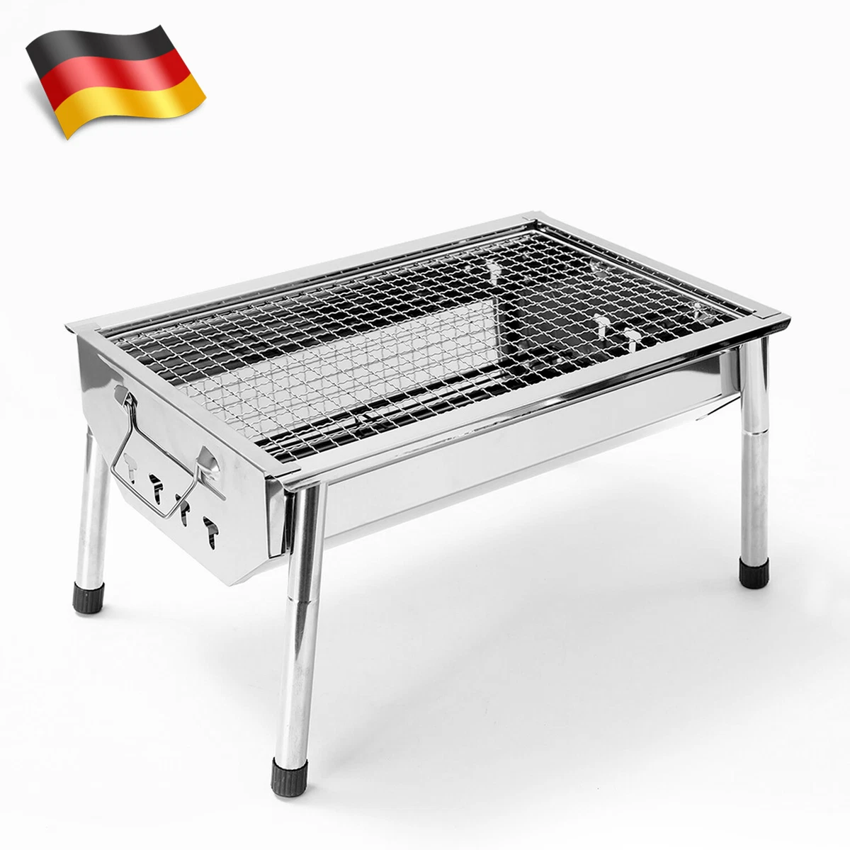 Kugelgrill Holzkohle  Uten Holzkohlegrill Klappgrill Edelstahl   Tragbarer Camping-Grill Mit Groer Flche  3 Jahre Garantie