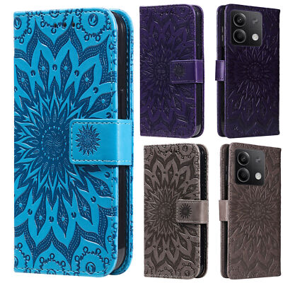 3D Flower PU Leather Wallet Phone Case for Xiaomi Redmi Note 13 12 11 Pro