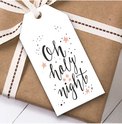 Weißer Stern Oh Heilige Nacht Weihnachten Geschenkanhänger (Geschenk Geschenk Etiketten)