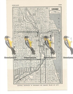 Chicago, Central Districts Map, USA, Buchillustration um 1920