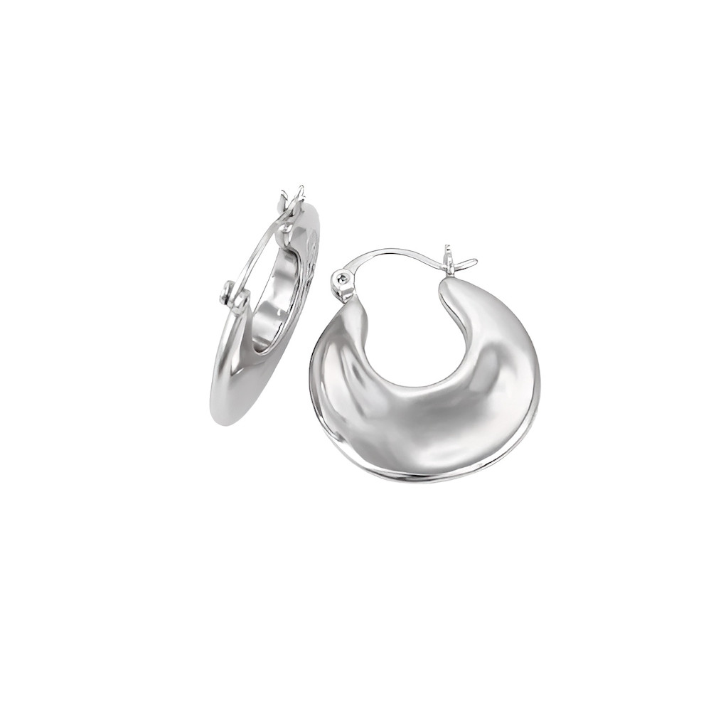 Créoles larges en argent 925 jonc 26 mm pour femme