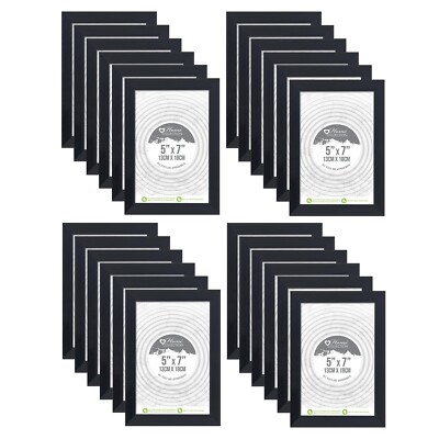 [Box mit 48] 5''x7'' Schwarz GLAS Bilderrahmen Bild Wandbehang Großhandel GROSSEINKAUF