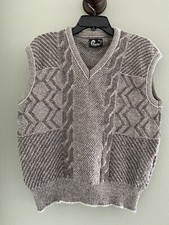 Panache VTG Wool Blend Made In USA Cardigan Sweater Vest Size L