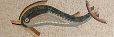 Mosaic Marble Aquarium Greco Roman Dolphin Fish Home Decor Tile Art