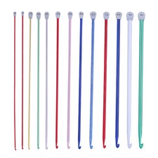 14Size Long Tunisian Afghan Crochet Hooks Aluminum Knitting Needles Weaving Tool