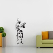 BOBA FETT Star Wars WALL STICKER Decal Art Mural Stencil Silhouette ST195