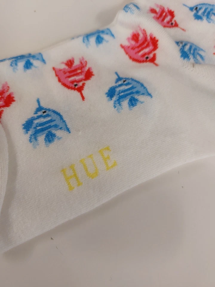 Calcetines enrollables al tobillo con estampado de peces tropicales HUE para mujer rojo blanco azul Foto 3 de 4