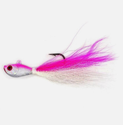 2 pcs- Bucktail Jig Deer Tail- 1 ounce- Pink- Brand New-Saltwater or Freshwater 