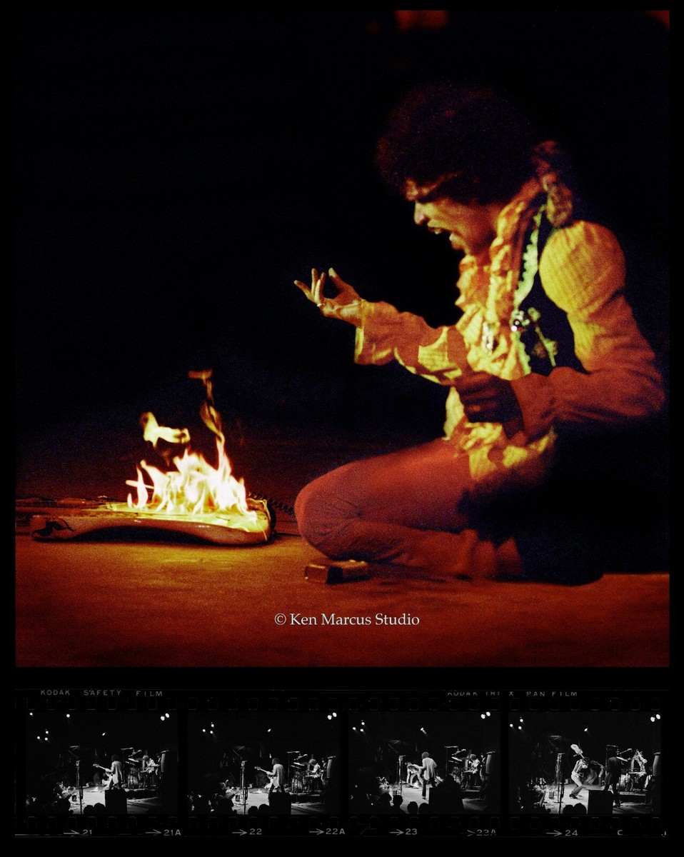 Jimi Hendrix Burning Guitar at Monterey Pop Signed Ltd.Ed. Photo