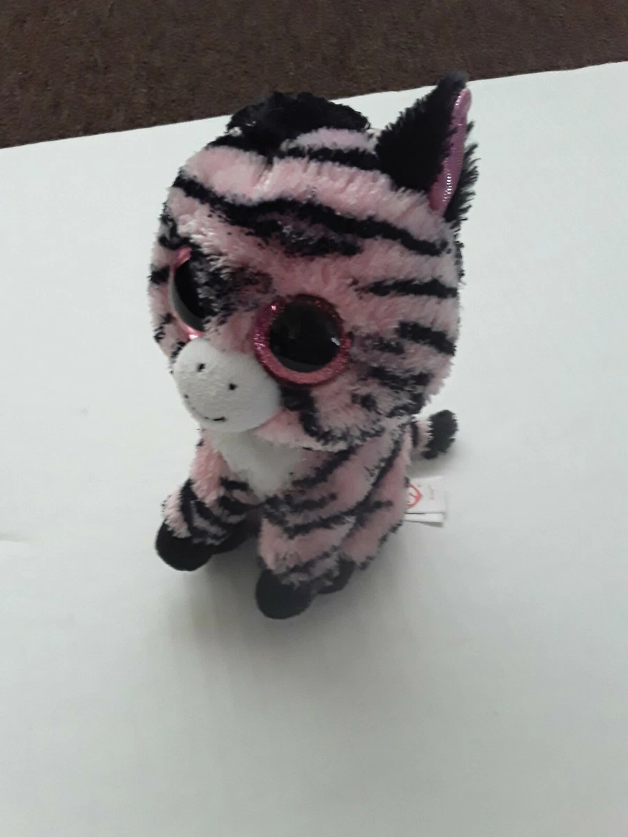 TY Beanie Boos - ZOEY the Pink Zebra (Glitter Eyes) (6 Inch) (No Hang Tag)  Toy