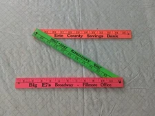 Vintage Wooden Tri-fold Ruler, Erie County Savings Bank/ Buffalo NY/Big E, 1966