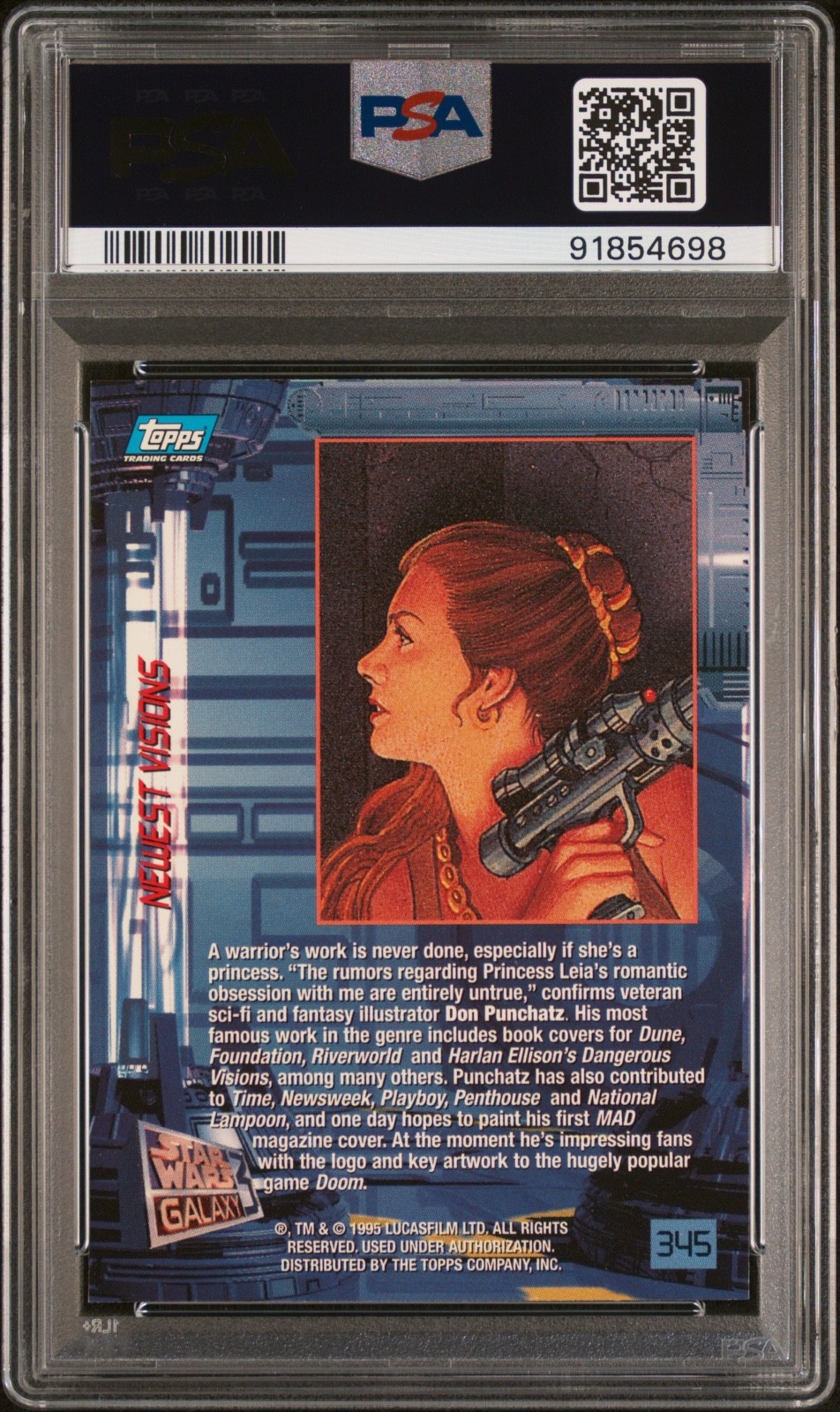 💥 1995 Topps Star Wars Galaxy Series 3 #345 Don Punchatz Princess Leia PSA 8 💥 view 5