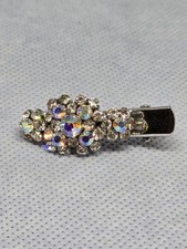 Iridescent Rhinestone Silver Flower Hair Clip
