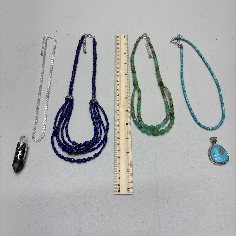 LOT 4 Jay King 925 Multi Strand Beaded / Pendant Necklace Turquoise Labradorite - Image 2 of 4