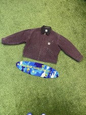 Rare J43 Light Fade Blanket Lined Burgundy Detroit St Carhartt Jacket Size Large