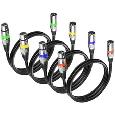 4 Pack DMX Cables - 1.2M & 3Ft XLR Male to Female, Short & Long Stage Light DMX