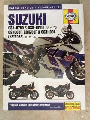 Suzuki GSX-R750, GSX-R1100, GSX600F, GSX750F, GSX1100F, Haynes Werkstatthandbuch.