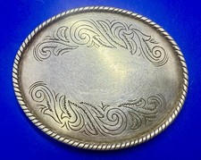 Blank Centerpiece to Engrave Western Flower Swirl Ornate Oval Belt Buckle