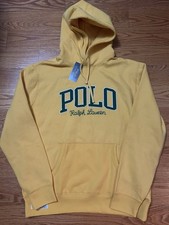 NWT Mens Polo Ralph Lauren The RL Fleece Logo Hoodie Gold/Green Large 148