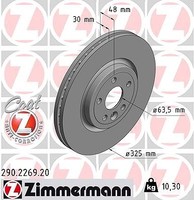 2X Zimmermann Bremsscheibe Vorderachse U.A. FüR Jaguar, Land Rover