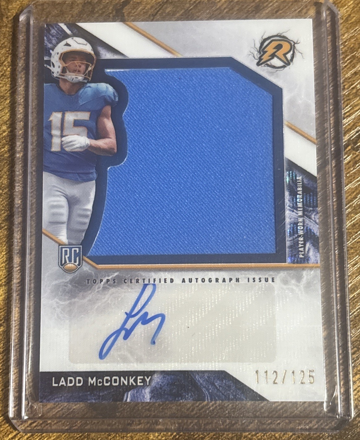2024 Topps Resurgence Ladd McConkey Rookie Patch Auto White Surge #20/125