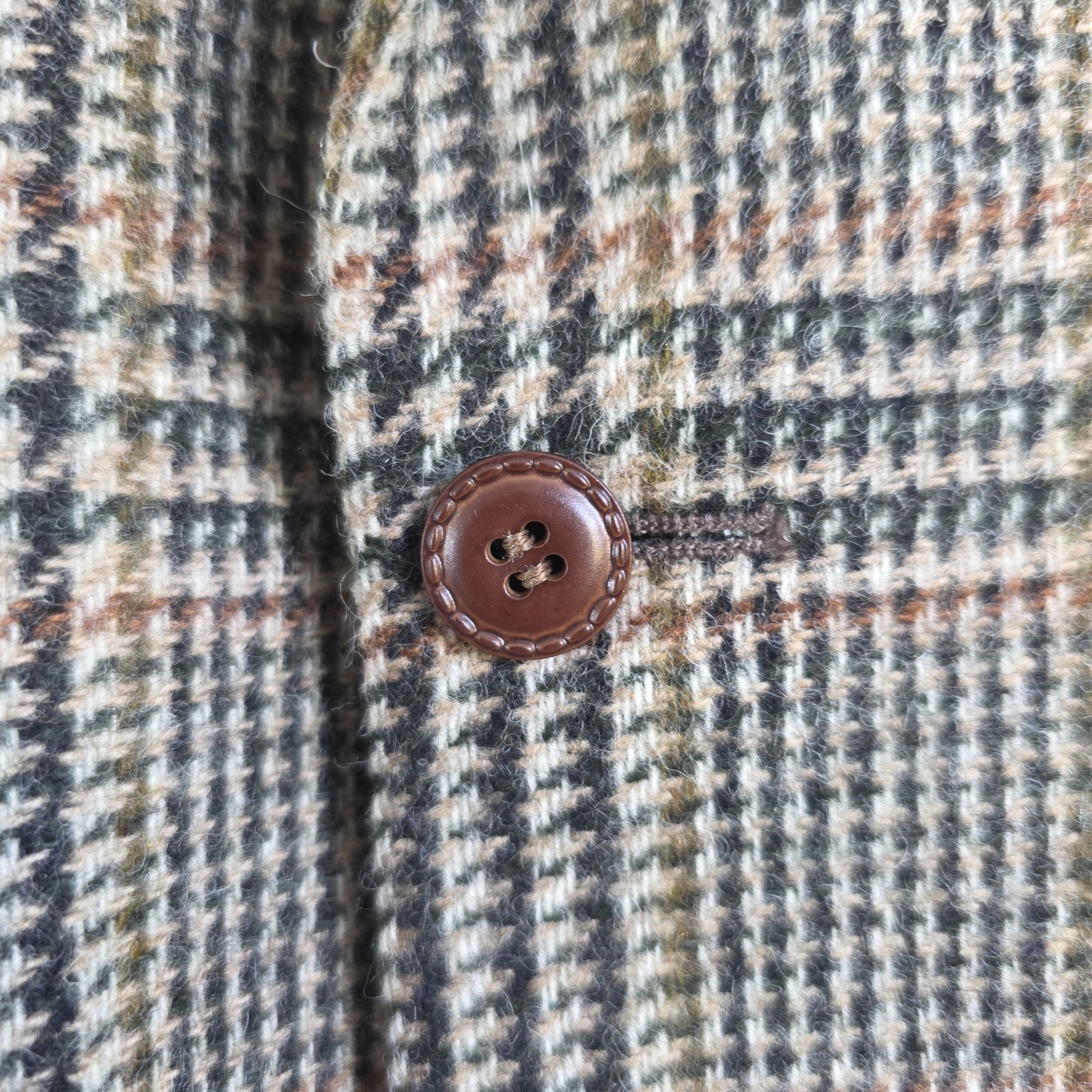 Vintage St Michael Wool Blazer Jacket Mens 42S Beige Check Tweed Old Money image 3