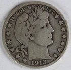 VG 1913 S Barber Half Dollar