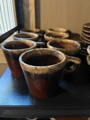 Vintage Hull Pottery Mugs “Brown Drip Glaze” ~ Set of 4