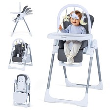 Foldable Baby High Chair for Babies  Toddlers w/Adjustable Height Relining Seat