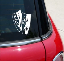 THEATER THEATRE MASKS COMEDY TRAGEDY GRAPHIC DECAL STICKER ART WALL DECOR