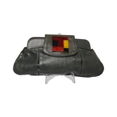 Accessorize, Abendtasche, Damen, Leder, Grau/Grün, Einfarbig, 31, 2, 16 cm #sL5