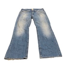True Religion Boot Cut Jeans Mens 34 Blue Distressed Made in USA N3858B21