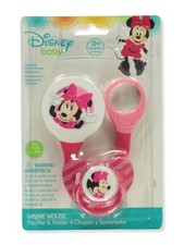 Disney Minnie Mouse Pacifier  Holder Set Color: pink Size: one size