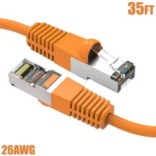 35FT Cat5E RJ45 Ethernet LAN Network FTP Shielded Cable Copper Gold 26AWG Orange