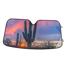 Arizona Desert Car Windshield Sun Shade Block UV Rays Sun Visor Cactus Sunset