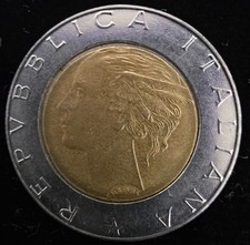 1990 REPVBLICA ITALIANA L. 500 COIN BI-METAL
