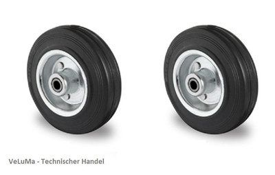 2 x Rad Vollgummi 250mm Ersatzrad Rolle Gummirad Transportrollen INKL.Montageset