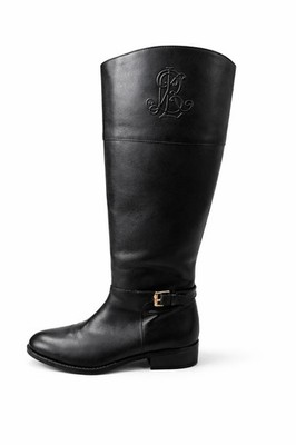 Lauren Ralph Lauren Madisen Black Leather Knee High Boots Women s 8B