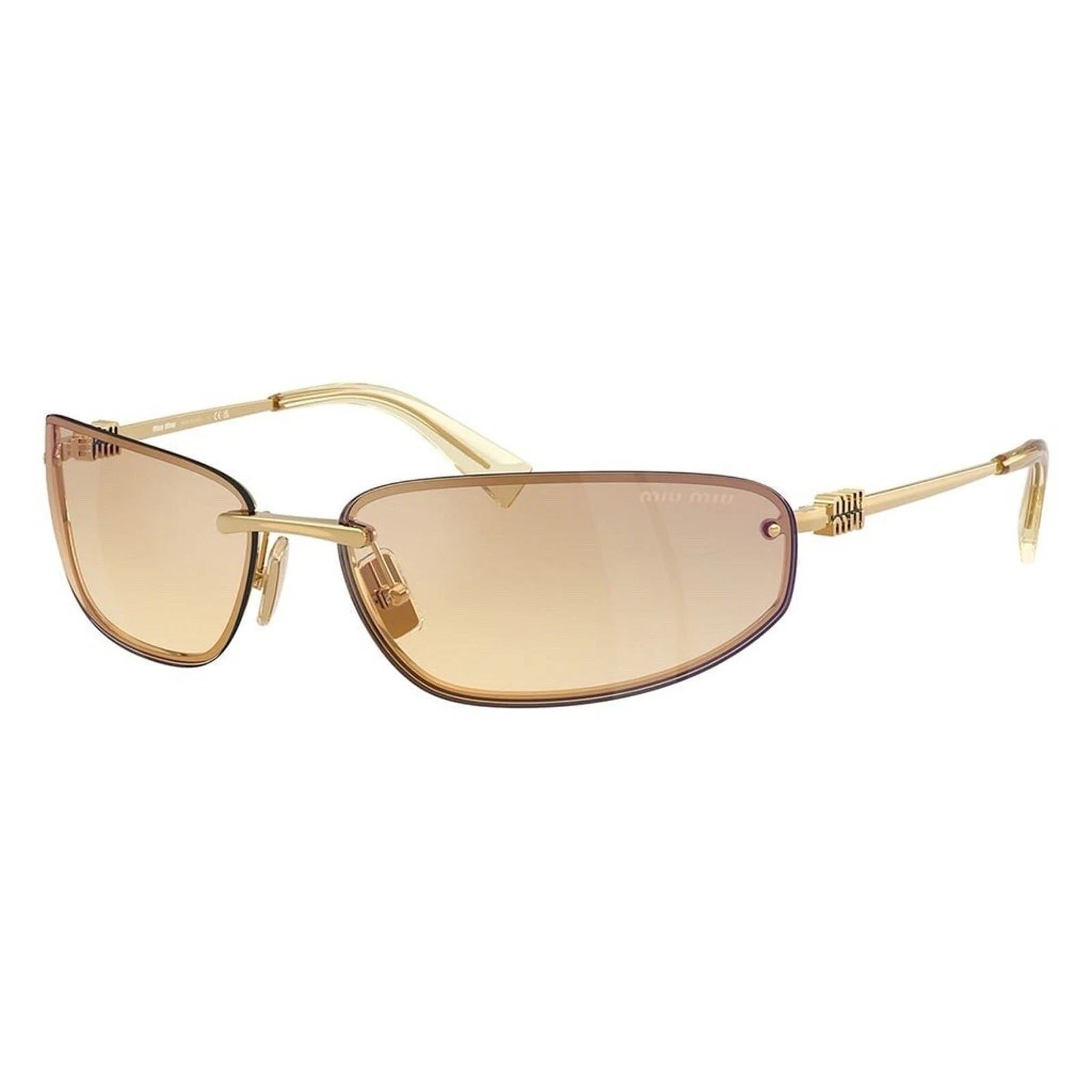 Miu Miu — MIU MIU MU A50S 5AK7R1 Gold Brown Yellow Gradient Mirror Sunglasses AUTHENTIC