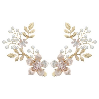 2 Pcs Bridal Hair Accessories Flower Headpiece with Pin Floral Pins
