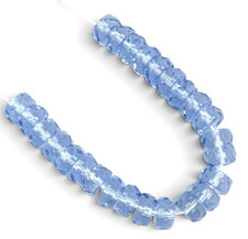 25 Czech Fire Polished Light Sapphire Blue Rondelle Disc Beads 8x4mm Boho Glass