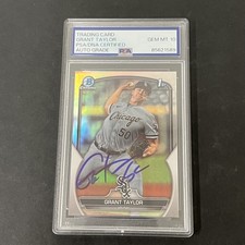 2023 Bowman Chrome #BDC8 Grant Taylor signed card PSA Auto 10 White Sox