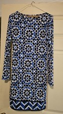 Preowned Women's MICHAEL MICHAEL KORS Blue Geometric Print Dress. Sz. XS